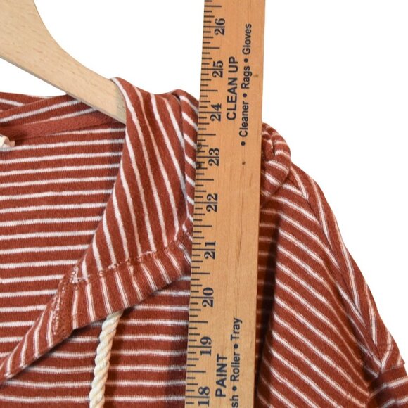 Roxy Rust White Striped Hoodie Size M Cotton Blend Pullover Casual Surf Skater - Picture 5 of 7